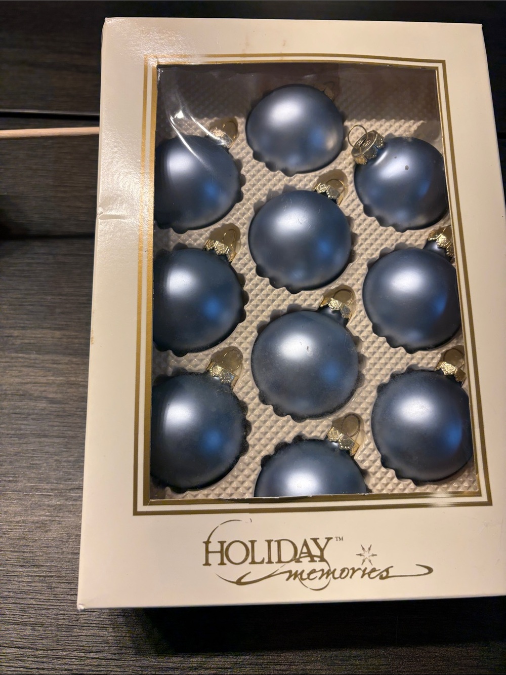 Vintage Holiday Memories Periwinkle Blue Glass Christmas Ornaments Set of 10